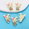Resin Pendants, Rabbit, with Platinum Tone Loop, Champagne Gold, 26.5x19.5mm