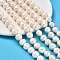 Natural Cultured Freshwater Pearl Beads Strands, Potato, Grade AB+, Snow, 11~12mm, Hole: 0.6mm, about 34pcs/strand, 13.78~13.9 inch(35~35.3cm)