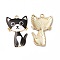 Alloy Enamel Pendants, Cadmium Free & Nickel Free & Lead Free, Golden, Cat Charms, Black, 30x19.5x2.5mm, Hole: 2.2mm