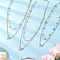 3Pcs 3 Styles 304 Stainless Steel Bowknot Pendant Natural Morganite & Amethyst & Labradorite Nuggets Link Chain Double Layer Necklaces for Women, Golden, 14.96 inch(38cm), 1pc/style