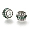 Brass Glass Beads, Cadmium Free & Nickel Free & Lead Free, Column, Real Platinum Plated, 9.5x6.5mm, Hole: 6mm