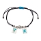 Alloy & Brass Beads Braided Bracelets, with Glass Seed Pendant, Flower, Deep Sky Blue, Inner Diameter: 3-1/2 inch(9cm)