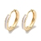 Ring Brass With Enamel Hoop Earrings for Women, Real 18K Gold Plated, 12.5x2mm
