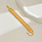 Brass Coin Link Bracelets, Cable Chains Bracelets for Women, Real 18K Gold Plated, 7-7/8 inch(20cm)