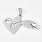 Tarnish Resistant 201 Stainless Steel Split Pendants, for Lovers, Heart and Arrow, Stainless Steel Color, 24x40x1mm, Hole: 8x4mm