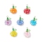 Fruit Glass Pendants, with  Synthetic Imperial Jasper Dyed Beads & Acrylic Charms & 304 Stainless Steel Loop, Faceted, Mixed Color, 24.5~25x17~17.5mm, Hole: 3x2mm