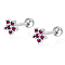 S925 Sterling Silver Flower Stud Earrings, with Cubic Zirconia, Silver, Silver, 5x3mm