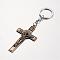 Crucifix Cross Alloy Keychain, with Iron Chain and Rings, For Easter, Antique Bronze, 128mm