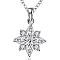 Silver Plated Brass Cubic Zirconia Flower Pendant Necklaces, 18 inch