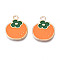 Alloy Enamel Pendants, Cadmium Free & Lead Free, Orange, Light Gold, Dark Orange, 19x17x1mm, Hole: 1.8mm