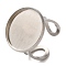 Non-Tarnish 304 Stainless Steel Open Cuff Findings, Bezel Cup Ring Settings, Flat Round, Stainless Steel Color, Inner Diameter: 18mm, Tray: 20mm
