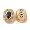 Brass with Glass Multi-Strand Links, Cadmium Free & Nickel Free & Lead Free, Hollow Oval, Real 18K Gold Plated, Blue, 11.5x9.5x7mm, Hole: 1.8mm