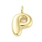 Rack Plating Brass Balloon Letter Pendants, Cadmium Free & Lead Free, Long-Lasting Plated, Real 18K Gold Plated, Letter P, 17.5x11.5x4.5mm, hole: 2.5mm