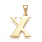 304 Stainless Steel Pendants, Golden, Initial Letter.X, 26x20x1.5mm, Hole: 3x9mm