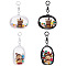 4Pcs 4 Styles Mini Oval Transparent PVC Zipper Coin Purse Wallets Bags with Clasps and Balls, Mixed Color, 9x7x4cm & 145mm,  1pc/style