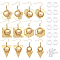 6 Pairs 6 Styles Blank Glass Dome Dangle Earrings, Rhombus & Flower & Hexagon & Heart 304 Stainless Steel Drop Earrings for Women, Golden, 37~48mm, Pin: 0.7mm, 1 Pair/style