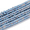 Electroplate Non-magnetic Synthetic Hematite Beads Strands, Flower, Blue Plated, 3.5~4x1mm, Hole: 1mm, about 370~385pcs/strand, 15.7 inch