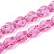 Baking Paint Transparent Glass Beads Strands, Tulip, Hot Pink, 12x10x6.5~7mm, Hole: 1mm, about 55pcs/strand, 25.59 inch(65cm)