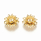 Brass Bead Caps, Multi-Petal, Flower, Nickel Free, Real 18K Gold Plated, 11x11x5mm, Hole: 0.5mm