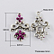 Alloy Chandelier Component Links, Cadmium Free & Lead Free, Enamel Style, Flower, Antique Silver, Purple, 34x22x3mm, Hole: 2mm