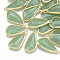 Glass pendants, with Brass Findings, Faceted, teardrop, Golden, Green, 28.5x14x6mm, Hole: 1.5mm
