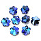 Electroplated Glass Charms, Silver Plated Bottom, Faceted, Snowflake, Medium Blue, 14x12.5x7mm, Hole: 1.4mm, about 30pcs/board, 4board/box