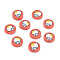 Handmade Polymer Clay Cabochons, Flat Round with Cat, Tomato, 9~9.5x1.5~2mm, about 5800pcs/1000g