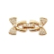 Brass Micro Pave Clear Cubic Zirconia Fold Over Clasps, Cadmium Free & Nickel Free & Lead Free, Bowknot, Real 18K Gold Plated, 27x12.5x4~4.5mm, Hole: 2.5x0.8mm