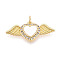 Brass Micro Pave Clear Cubic Zirconia Pendants, Cadmium Free & Lead Free, with Shell, Heart & Wing, with Jump Ring, Real 18K Gold Plated, 13x28.5x3mm, Hole: 3.5mm
