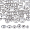 60Pcs 6 Style 201 Stainless Steel Beads, with Rubber Inside, Slider Beads, Rondelle, Stainless Steel Color, 4x3mm, Rubber Hole: 1.2mm, 10pcs/style