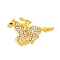Zinc Alloy Crystal Rhinestone Brooch, Horse, Golden, 30x47mm
