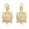Brass Pave Clear Cubic Zirconia Pendants, Cadmium Free & Lead Free, Tortoise, with Jump Ring, Tortoise, 21x11x4.5mm, Hole: 5mm
