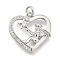 Brass Micro Pave Cubic Zirconia Pendants, Cadmium Free & Lead Free, Heart & Angel Charms, with Jump Ring, Platinum, 18.5x19x3.5mm, Hole: 3.5mm