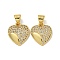 Brass Micro Pave Cubic Zirconia Pendants, Cadmium Free & Lead Free, Heart Charms, Real 18K Gold Plated, 14x12x3mm, Hole: 5x3.5mm
