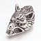 316 Surgical Stainless Steel Beads, For Leather Cord Bracelets Making, Wolf Head, Antique Silver, 30x16.5x14mm, Hole: 6mm