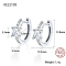 Anti-Tarnish Platinum Rhodium Plated 925 Sterling Silver Hoop Earrings, Square Cubic Zirconia Earrings, with S925 Stamp, Clear, 11.8x13.5mm