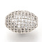 Brass Micro Pave Cubic Zirconia Beads, Cadmium Free & Lead Free, Oval, Clear, Platinum, 16x12mm, Hole: 2mm