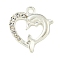 Alloy Micro Pave Clear Cubic Zirconia Pendants, Heart, Silver, 21.5x19.5x3mm, Hole: 2mm