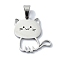 Non-Tarnish 304 Stainless Steel Pendants, Laser Cut, Cat Charm, Stainless Steel Color, 23x20x1.5mm, Hole: 7x4mm