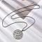 201 Stainless Steel Pendant Necklaces, Flat Round with Tree, Non-Tarnish, Stainless Steel Color, 23.23~23.62 inch(59~60cm)
