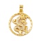 Brass Micro Pave Cubic Zirconia Pendants, Cadmium Free & Nickel Free & Lead Free, Real 18K Gold Plated Dragon Charms, Clear, 32x28.5x4mm, Hole: 7.5x4.5mm