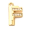 Brass Micro Pave Cubic Zirconia Pendants, Nickel Free, Real 18K Gold Plated, Letter F, 15x9x3mm, Hole: 1.6mm