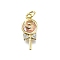 Brass Micro Pave Cubic Zirconia Pendants, Lollipop Charms, With Jump Ring, Long-Lasting Plated, Lead Free & Cadmium Free, Real 18K Gold Plated, Pink, 17.5x7.5x4mm, Hole: 3mm
