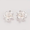 3D Brass Bead Caps, Flower, Multi-Petal, Silver Color Plated, Tray: 5mm, 16x6.5mm, Hole: 0.8mm