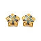 Brass Enamel Bead Caps, 5-Petal, Flower, Golden, 9.5x9.5x3mm, Hole: 8x8mm