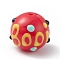 Opaque Painted Glass Beads, Hand Drawn Beads, Round with Handmade Enamel Smearing BOOi, Red, 13.5x13mm, Hole: 1.4mm