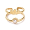 Plastic Imitation Pearl Beaded Leaf Open Cuff Ring, Stainless Steel Jewelry for Women, Golden, Inner Diameter: 19mm