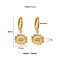 Vintage French Style Stainless Steel Hoop Earrings, with Synthetic Turquoise, Golden, Eye, 38x17mm
