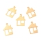 304 Stainless Steel Charms, Laser Cut, House, Golden, 14x10.5x1.1mm, Hole: 1.2mm