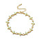 Pale Green Enamel Flower & Cubic Zirconia Link Chain Bracelet, Brass Jewelry for Women, Golden, 7-1/2 inch(19.1cm)